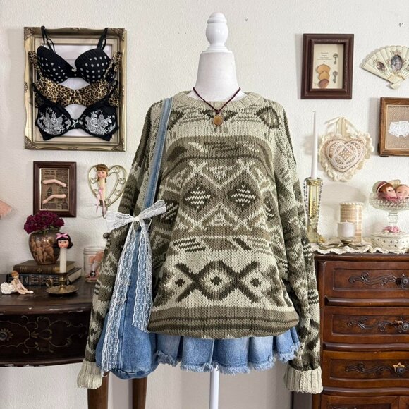 Banana Republic Other - 90’s boho whimsical grunge funky silk grandpa sweater
